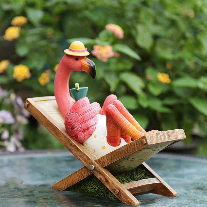 Pink Flamingo Garden Statue