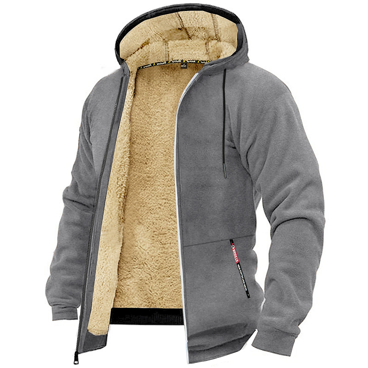 🔥70% off last day🔥Men's Oversized Hooded Fleece Jacket Thick Warm Fur Hooded Jacket