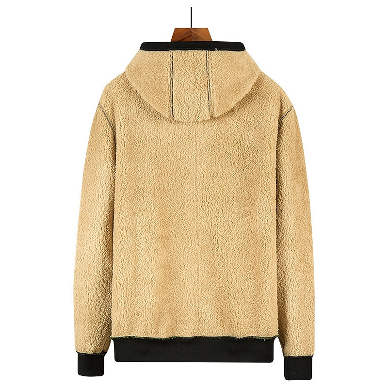 🔥70% off last day🔥Men's Oversized Hooded Fleece Jacket Thick Warm Fur Hooded Jacket