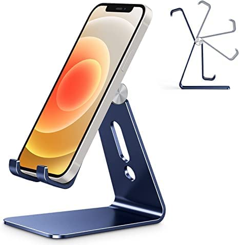 OMOTON Adjustable Cell Phone Stand, C2 Aluminum Desktop Phone Dock Holder Compatible with iPhone 11 Pro, SE, XR, 8 Plus 7 6, Samsung Galaxy, Google Pixel and More, Silver