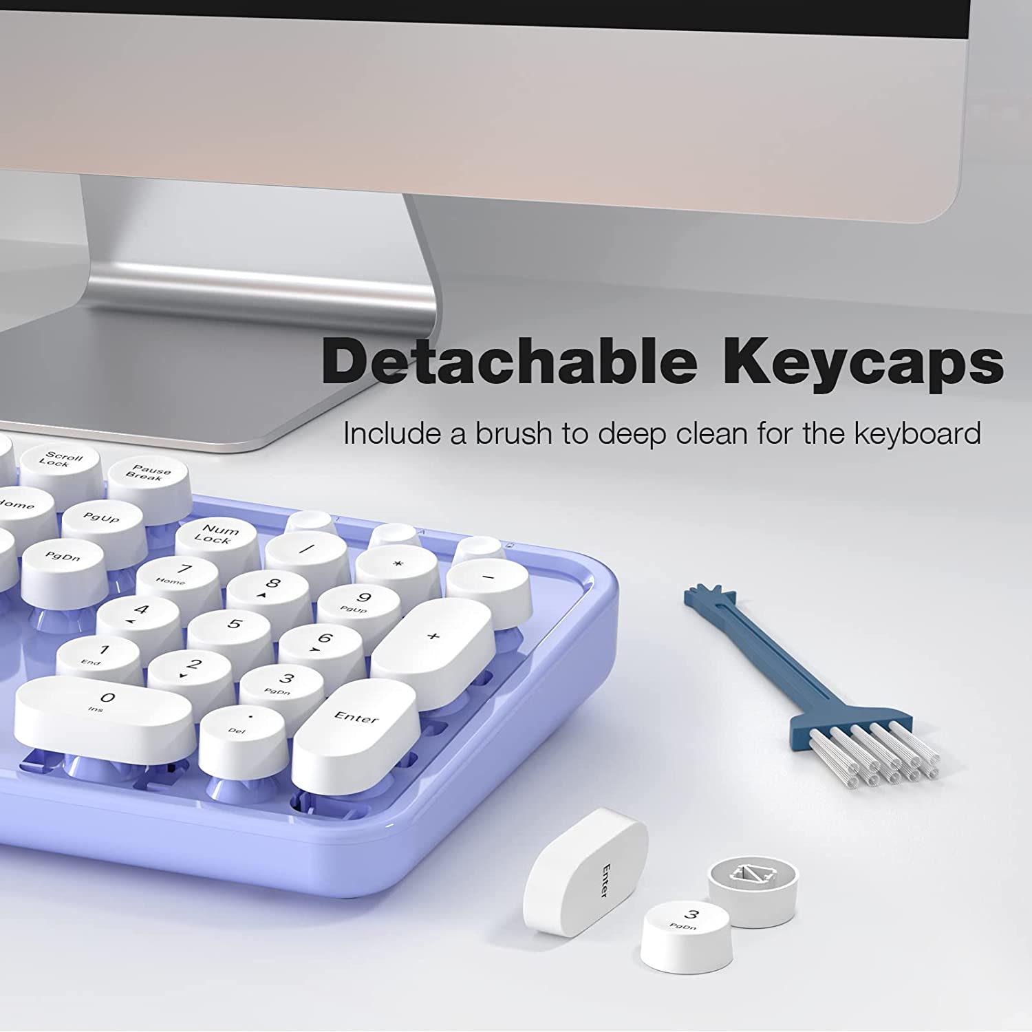 MOFII Wireless Keyboard and Mouse Combo,2.4GHz Retro Full-Size Wireless Keyboard with Number Pad and Cute Wireless Mouse for Computer PC Desktops Laptop WindowsxP/7/8/10(Milk Tea Colorful-B)