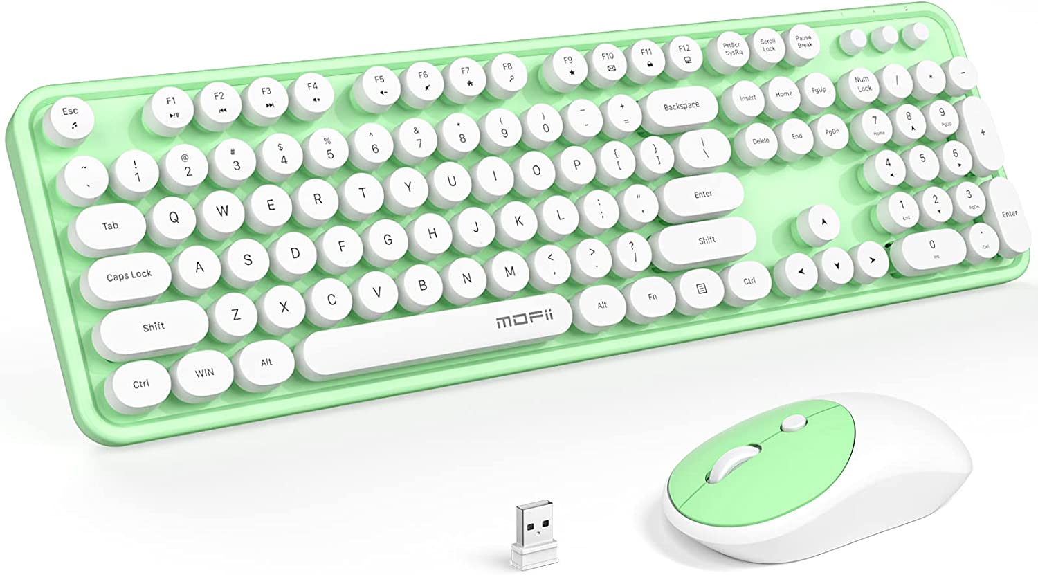 MOFII Wireless Keyboard and Mouse Combo,2.4GHz Retro Full-Size Wireless Keyboard with Number Pad and Cute Wireless Mouse for Computer PC Desktops Laptop WindowsxP/7/8/10(Milk Tea Colorful-B)