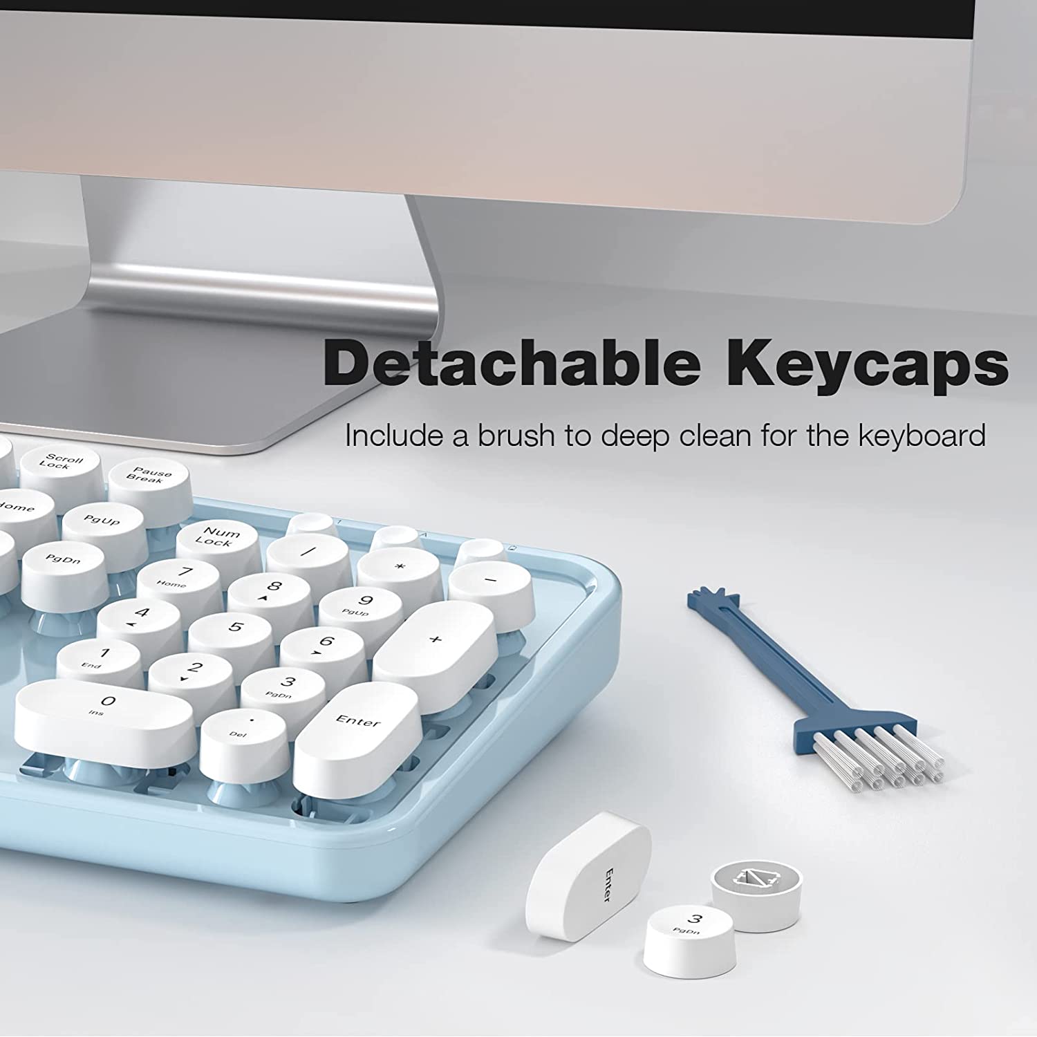 MOFII Wireless Keyboard and Mouse Combo,2.4GHz Retro Full-Size Wireless Keyboard with Number Pad and Cute Wireless Mouse for Computer PC Desktops Laptop WindowsxP/7/8/10(Milk Tea Colorful-B)