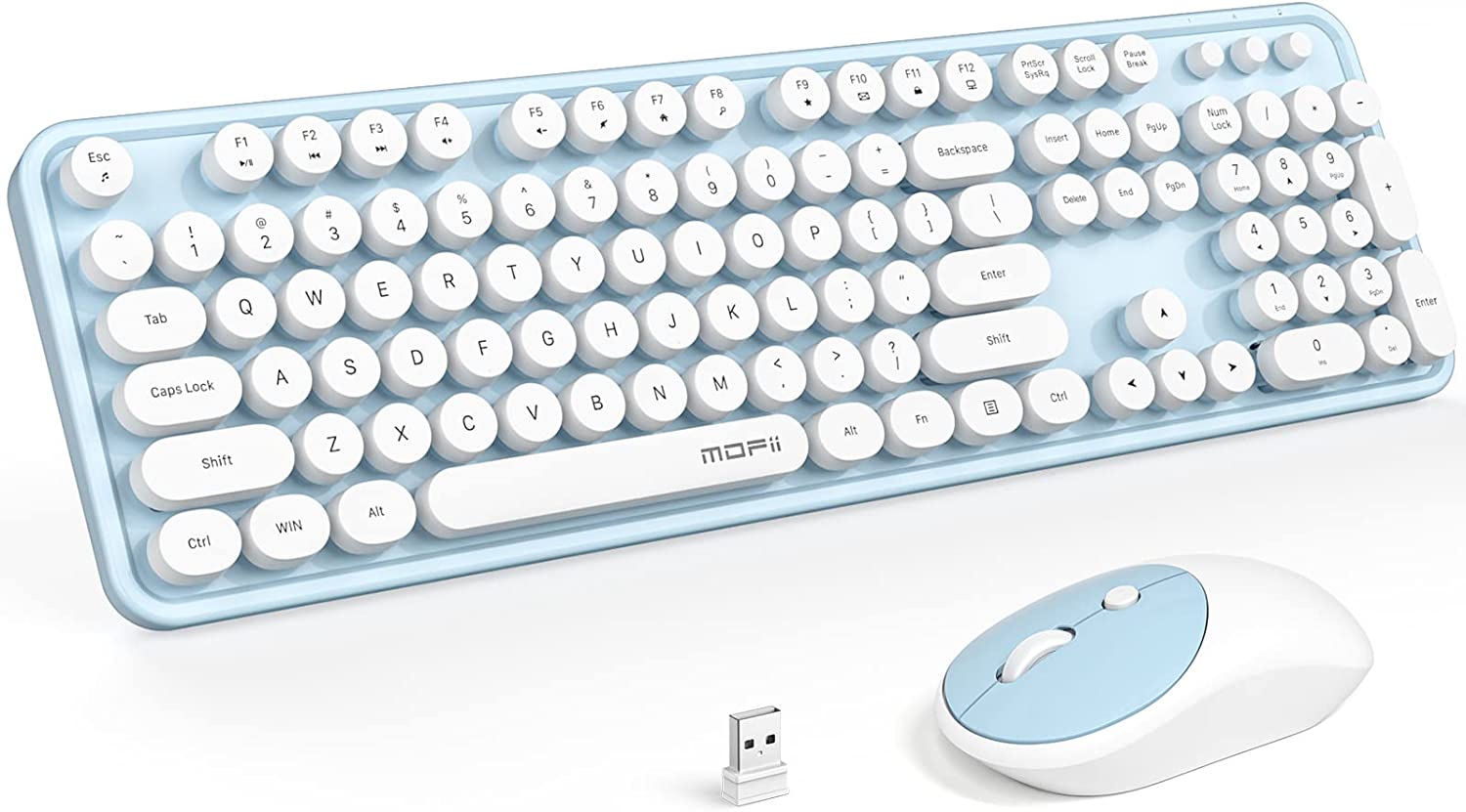 MOFII Wireless Keyboard and Mouse Combo,2.4GHz Retro Full-Size Wireless Keyboard with Number Pad and Cute Wireless Mouse for Computer PC Desktops Laptop WindowsxP/7/8/10(Milk Tea Colorful-B)