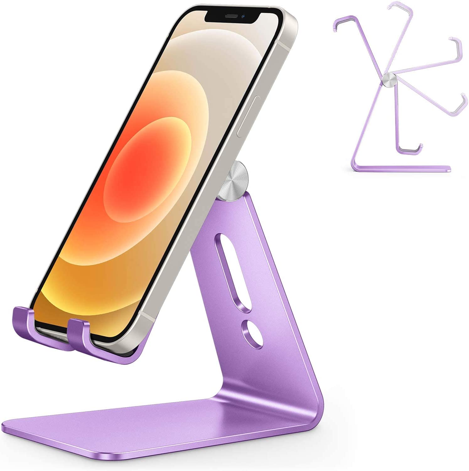 OMOTON Adjustable Cell Phone Stand, C2 Aluminum Desktop Phone Dock Holder Compatible with iPhone 11 Pro, SE, XR, 8 Plus 7 6, Samsung Galaxy, Google Pixel and More, Silver