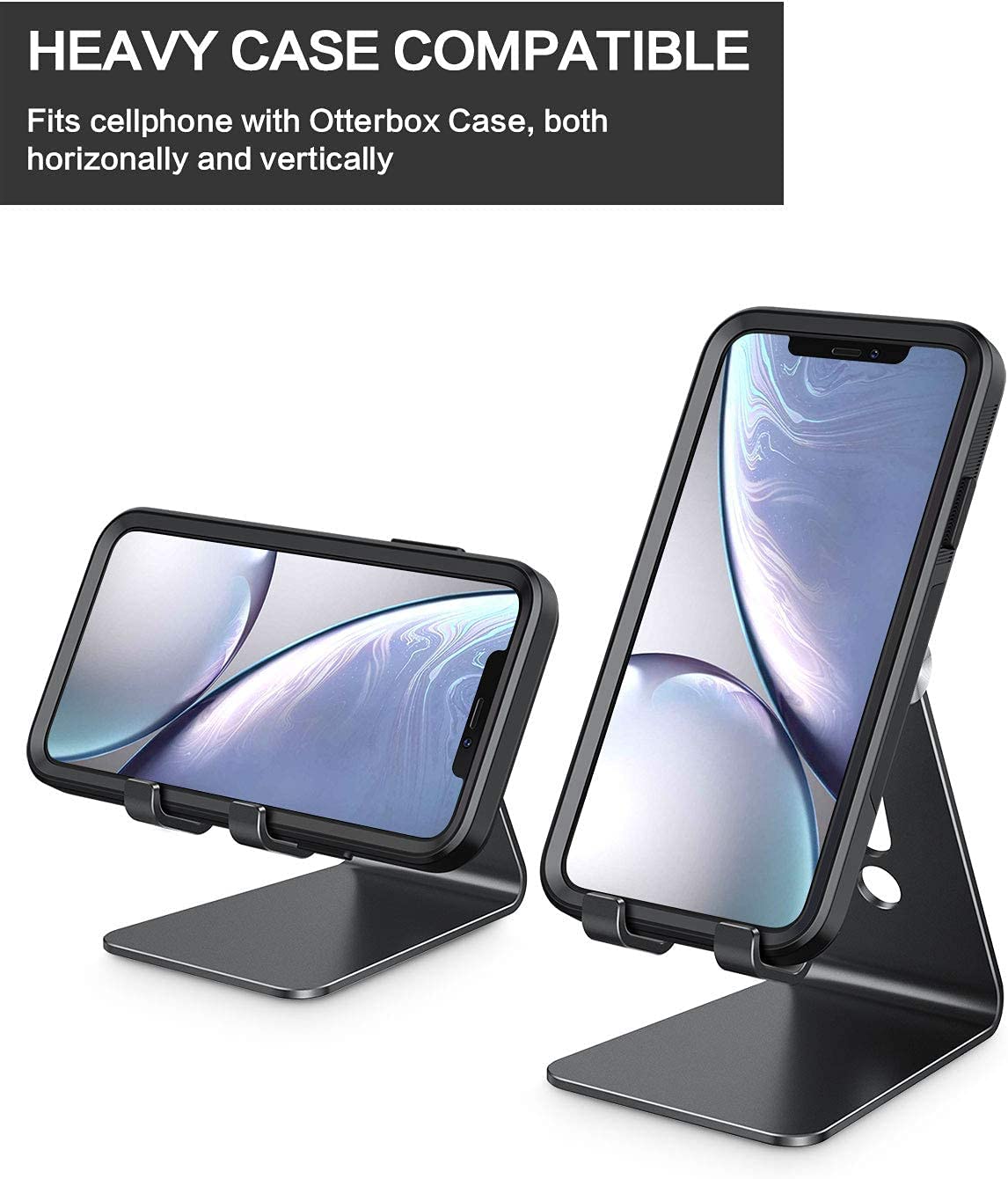 OMOTON Adjustable Cell Phone Stand, C2 Aluminum Desktop Phone Dock Holder Compatible with iPhone 11 Pro, SE, XR, 8 Plus 7 6, Samsung Galaxy, Google Pixel and More, Silver