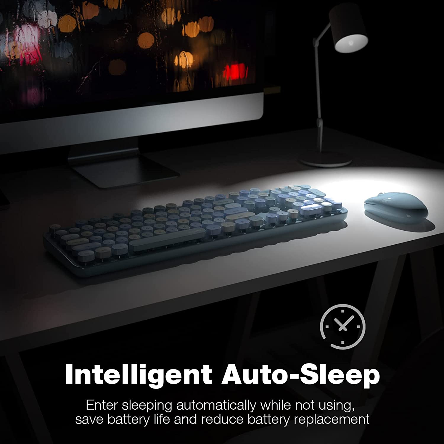 MOFII Wireless Keyboard and Mouse Combo,2.4GHz Retro Full-Size Wireless Keyboard with Number Pad and Cute Wireless Mouse for Computer PC Desktops Laptop WindowsxP/7/8/10(Milk Tea Colorful-B)