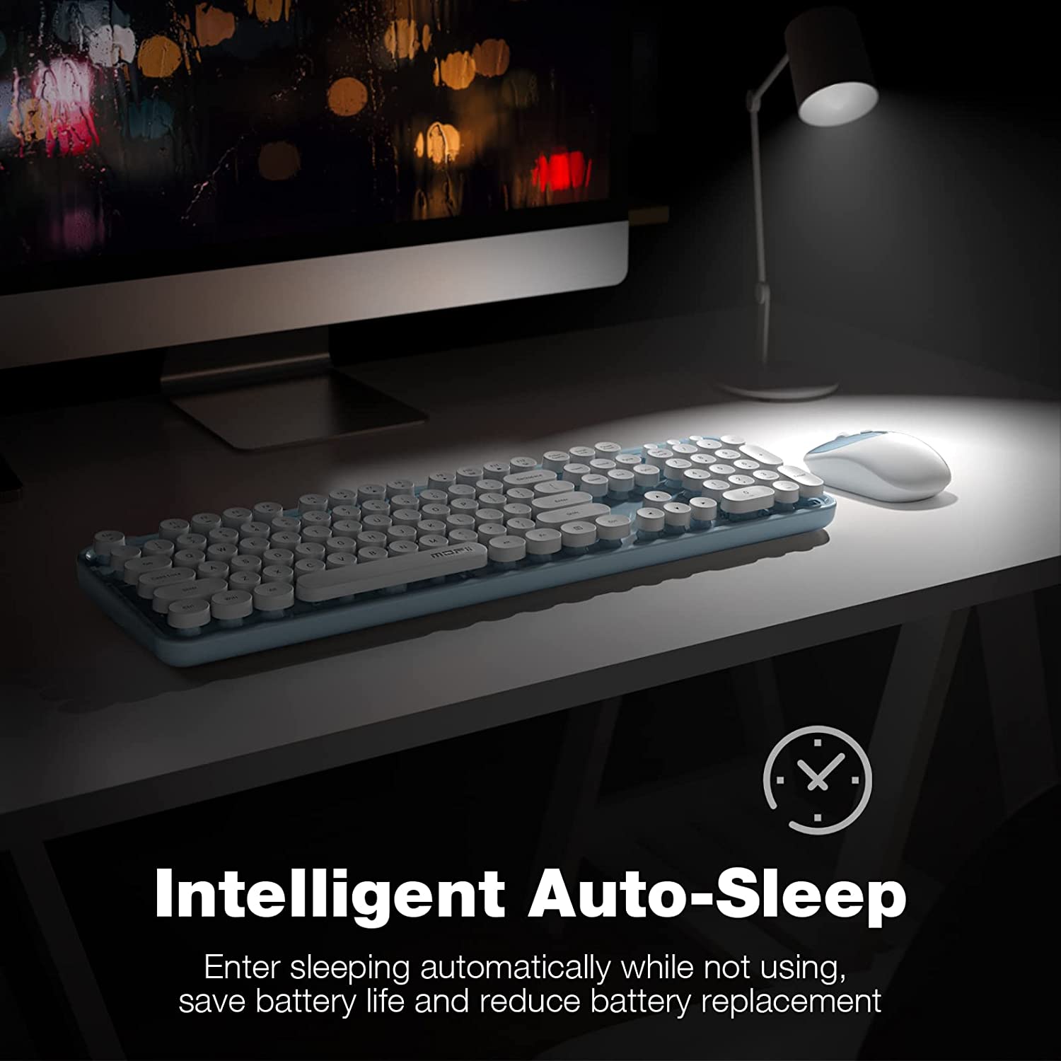 MOFII Wireless Keyboard and Mouse Combo,2.4GHz Retro Full-Size Wireless Keyboard with Number Pad and Cute Wireless Mouse for Computer PC Desktops Laptop WindowsxP/7/8/10(Milk Tea Colorful-B)