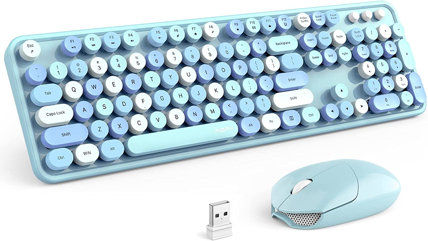 MOFII Wireless Keyboard and Mouse Combo,2.4GHz Retro Full-Size Wireless Keyboard with Number Pad and Cute Wireless Mouse for Computer PC Desktops Laptop WindowsxP/7/8/10(Milk Tea Colorful-B)