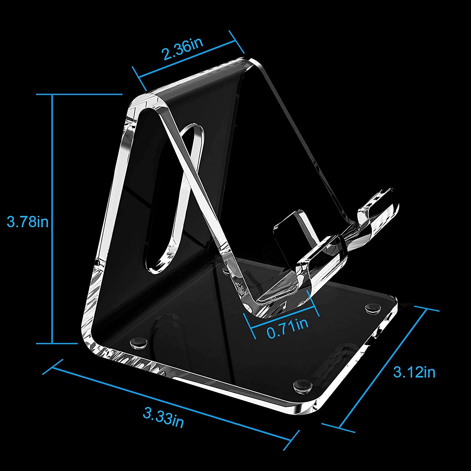 Crpich Acrylic Cell Phone Stand, Portable Phone Holder, Clear Phone Stand for Desk, Compatible with Phone 13 12 Pro Max Mini 11 Xr 8 Plus SE, Switch, Android Smartphone, Pad, Tablet, Desk Accessories