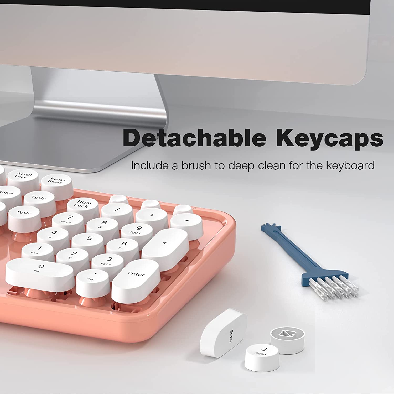 MOFII Wireless Keyboard and Mouse Combo,2.4GHz Retro Full-Size Wireless Keyboard with Number Pad and Cute Wireless Mouse for Computer PC Desktops Laptop WindowsxP/7/8/10(Milk Tea Colorful-B)