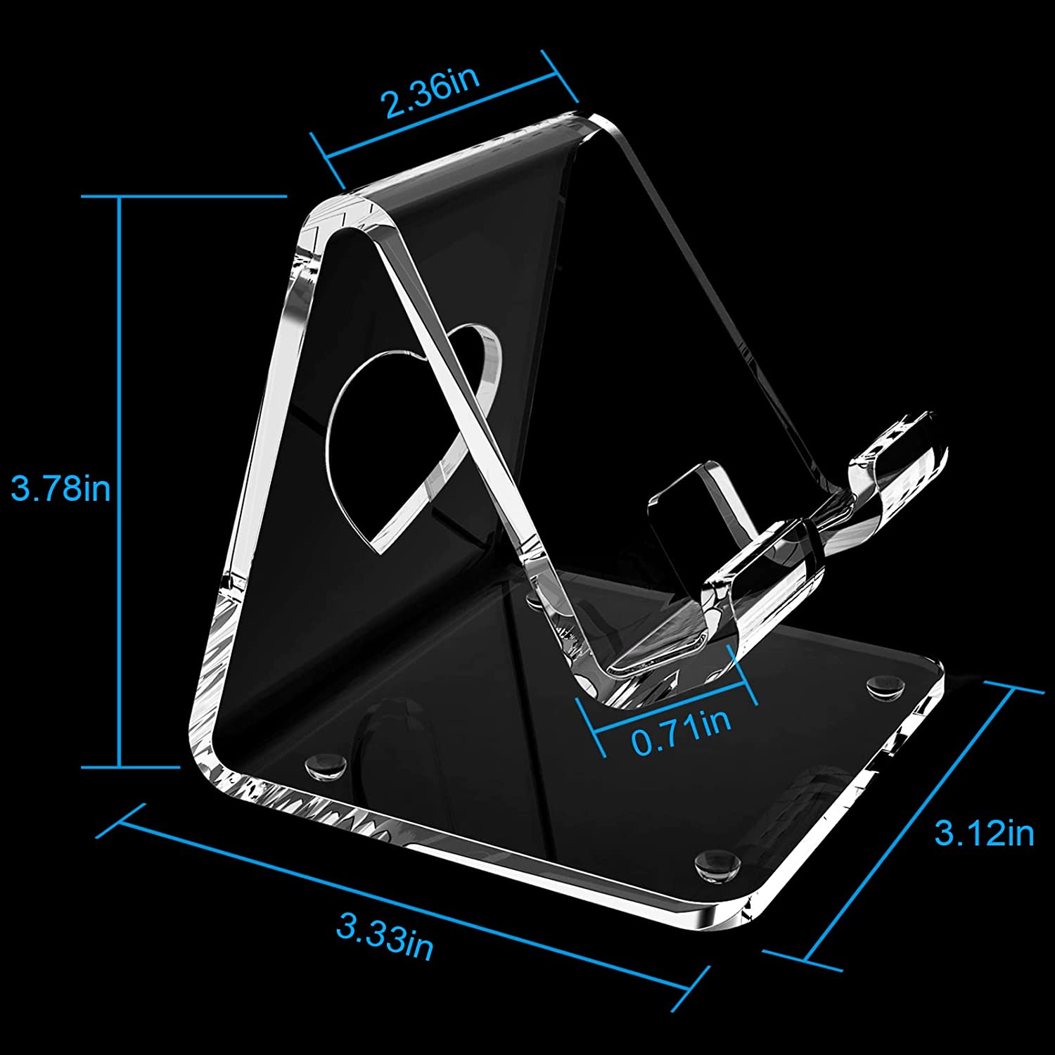 Crpich Acrylic Cell Phone Stand, Portable Phone Holder, Clear Phone Stand for Desk, Compatible with Phone 13 12 Pro Max Mini 11 Xr 8 Plus SE, Switch, Android Smartphone, Pad, Tablet, Desk Accessories