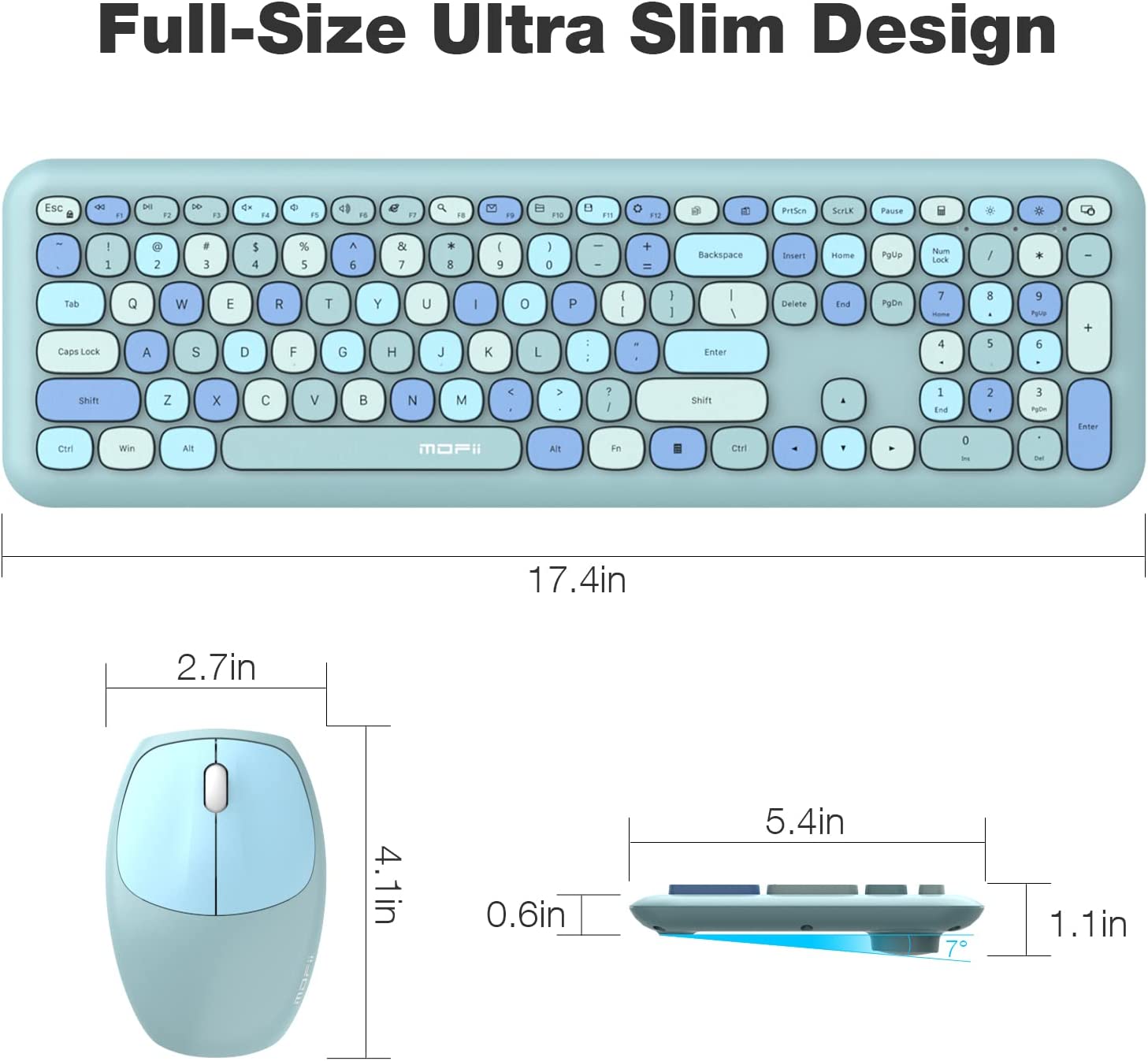 MOFII Wireless Keyboard and Mouse Combo,2.4GHz Retro Full-Size Wireless Keyboard with Number Pad and Cute Wireless Mouse for Computer PC Desktops Laptop WindowsxP/7/8/10(Milk Tea Colorful-B)