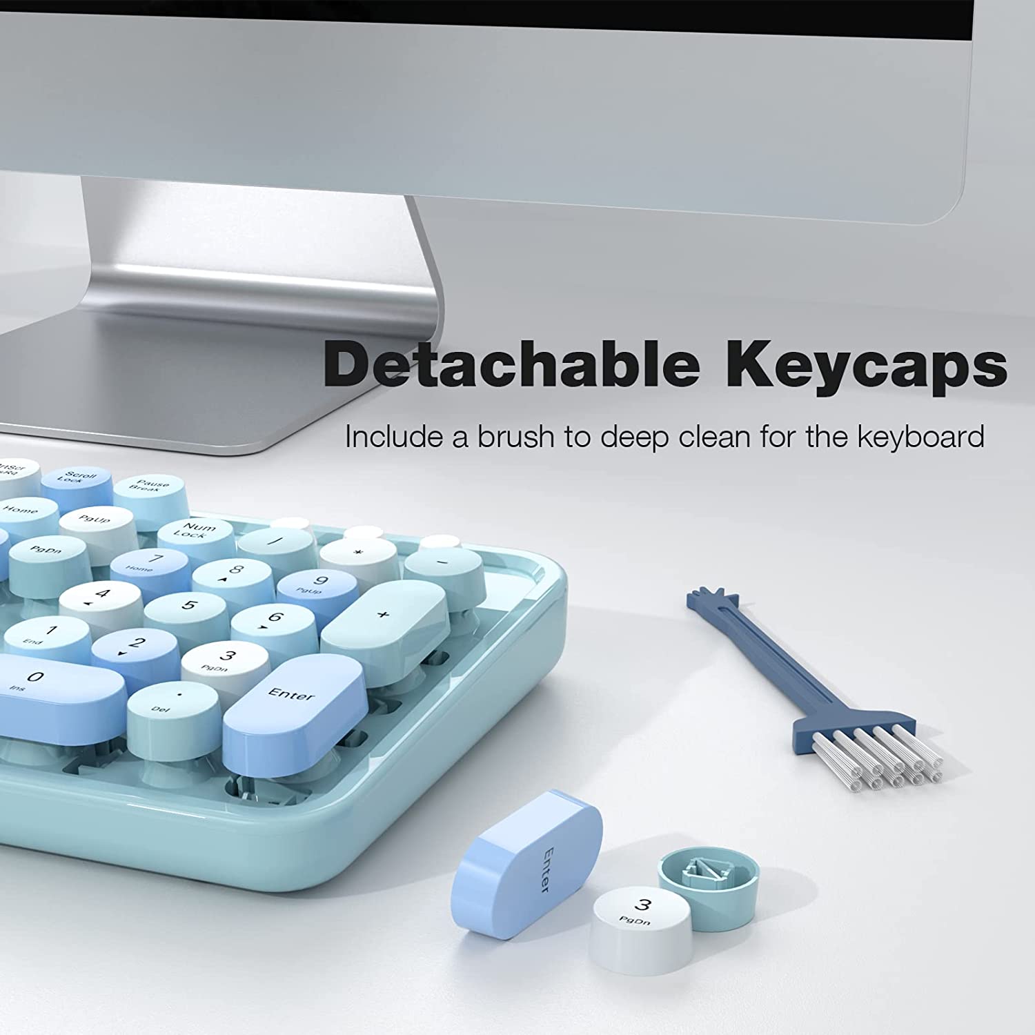 MOFII Wireless Keyboard and Mouse Combo,2.4GHz Retro Full-Size Wireless Keyboard with Number Pad and Cute Wireless Mouse for Computer PC Desktops Laptop WindowsxP/7/8/10(Milk Tea Colorful-B)