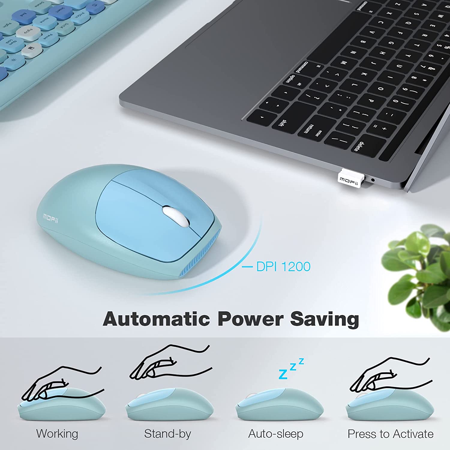 MOFII Wireless Keyboard and Mouse Combo,2.4GHz Retro Full-Size Wireless Keyboard with Number Pad and Cute Wireless Mouse for Computer PC Desktops Laptop WindowsxP/7/8/10(Milk Tea Colorful-B)
