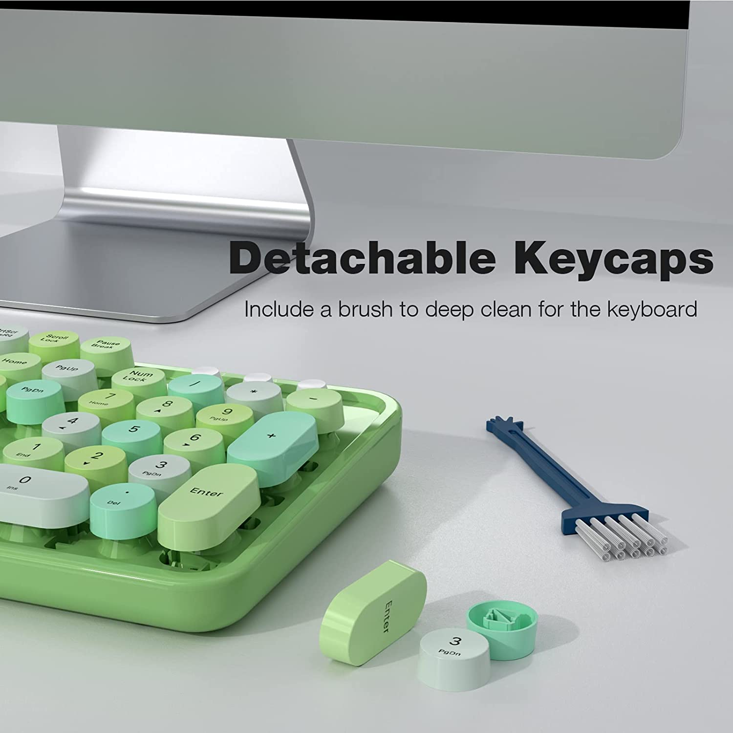 MOFII Wireless Keyboard and Mouse Combo,2.4GHz Retro Full-Size Wireless Keyboard with Number Pad and Cute Wireless Mouse for Computer PC Desktops Laptop WindowsxP/7/8/10(Milk Tea Colorful-B)