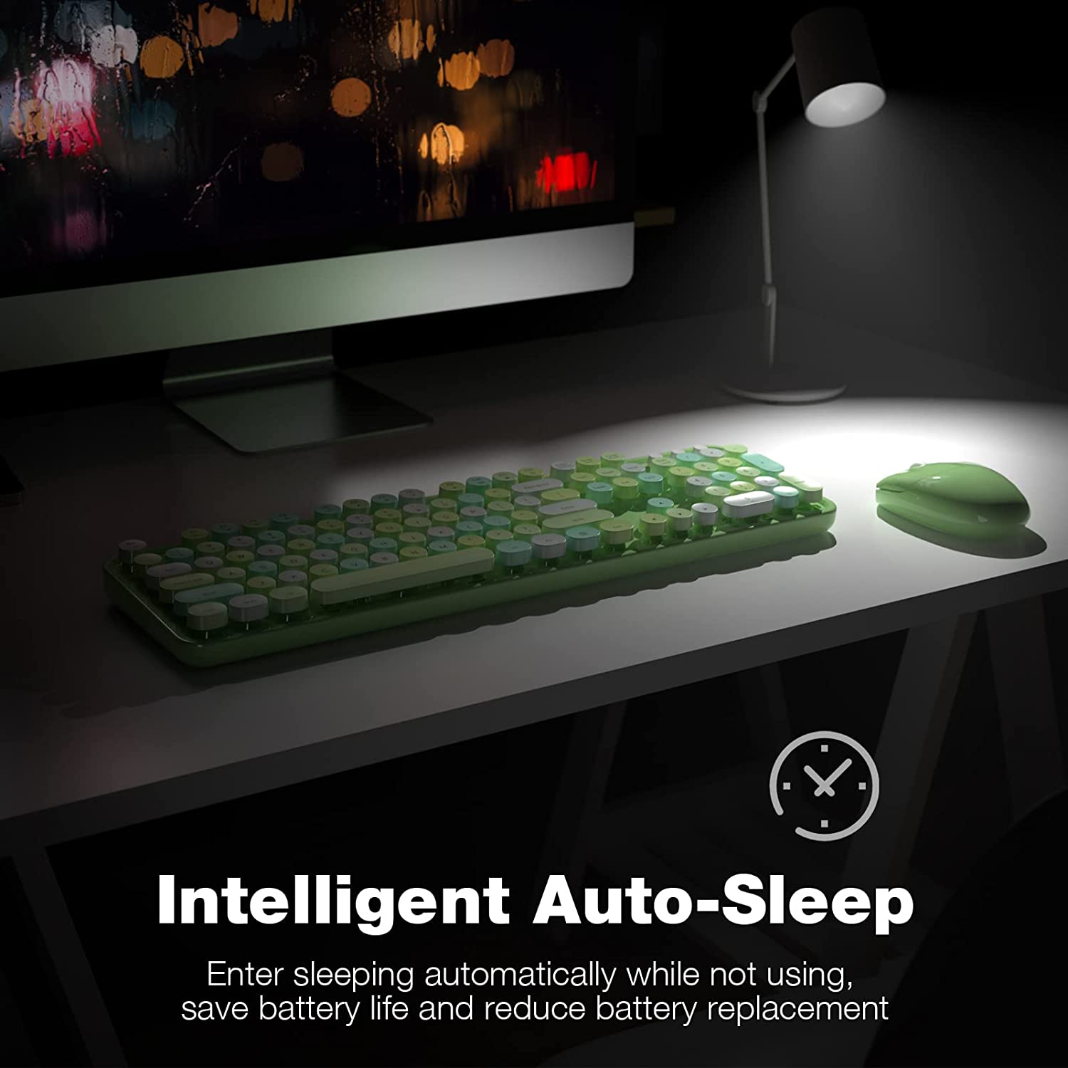 MOFII Wireless Keyboard and Mouse Combo,2.4GHz Retro Full-Size Wireless Keyboard with Number Pad and Cute Wireless Mouse for Computer PC Desktops Laptop WindowsxP/7/8/10(Milk Tea Colorful-B)
