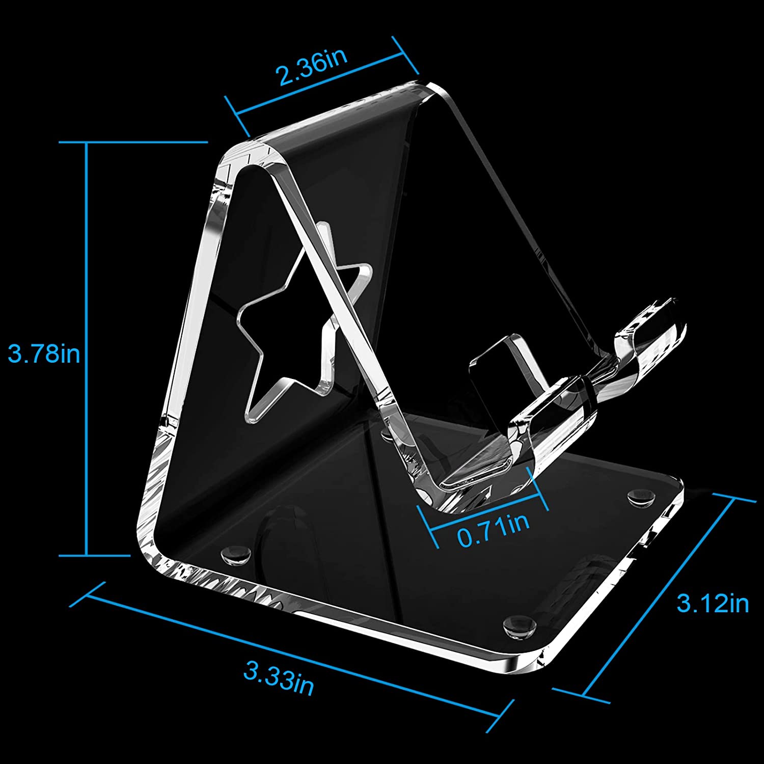 Crpich Acrylic Cell Phone Stand, Portable Phone Holder, Clear Phone Stand for Desk, Compatible with Phone 13 12 Pro Max Mini 11 Xr 8 Plus SE, Switch, Android Smartphone, Pad, Tablet, Desk Accessories