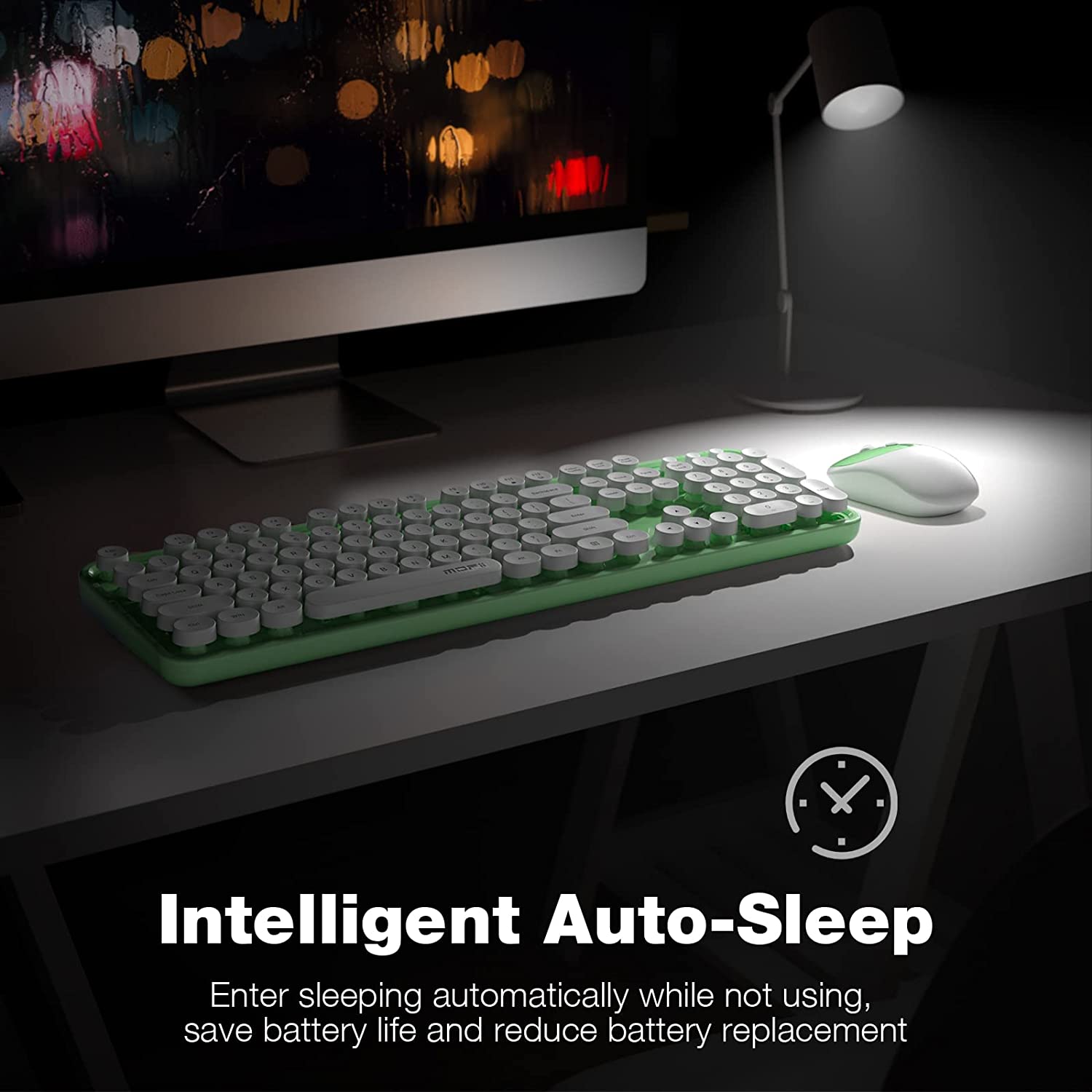 MOFII Wireless Keyboard and Mouse Combo,2.4GHz Retro Full-Size Wireless Keyboard with Number Pad and Cute Wireless Mouse for Computer PC Desktops Laptop WindowsxP/7/8/10(Milk Tea Colorful-B)