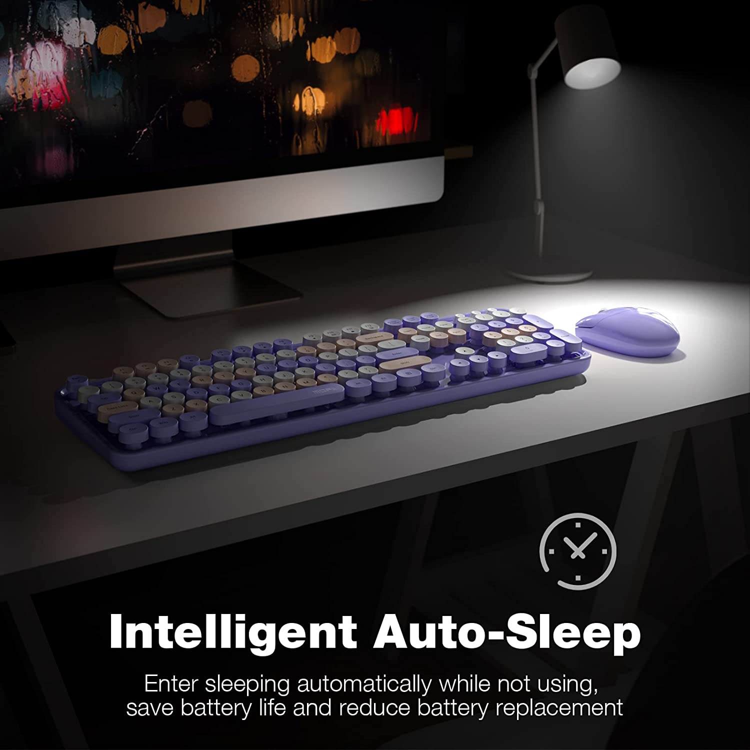 MOFII Wireless Keyboard and Mouse Combo,2.4GHz Retro Full-Size Wireless Keyboard with Number Pad and Cute Wireless Mouse for Computer PC Desktops Laptop WindowsxP/7/8/10(Milk Tea Colorful-B)
