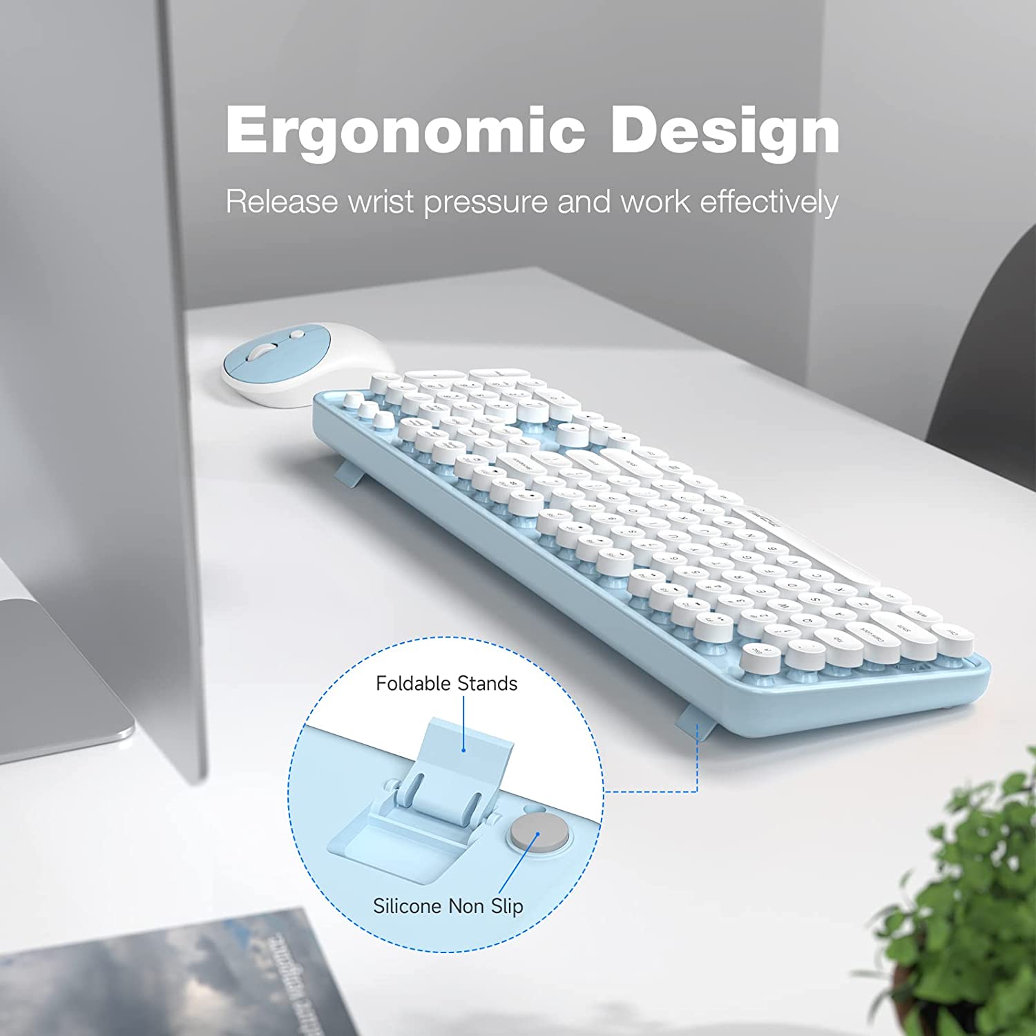 MOFII Wireless Keyboard and Mouse Combo,2.4GHz Retro Full-Size Wireless Keyboard with Number Pad and Cute Wireless Mouse for Computer PC Desktops Laptop WindowsxP/7/8/10(Milk Tea Colorful-B)