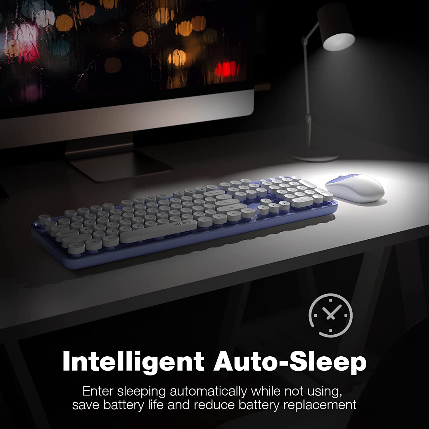 MOFII Wireless Keyboard and Mouse Combo,2.4GHz Retro Full-Size Wireless Keyboard with Number Pad and Cute Wireless Mouse for Computer PC Desktops Laptop WindowsxP/7/8/10(Milk Tea Colorful-B)