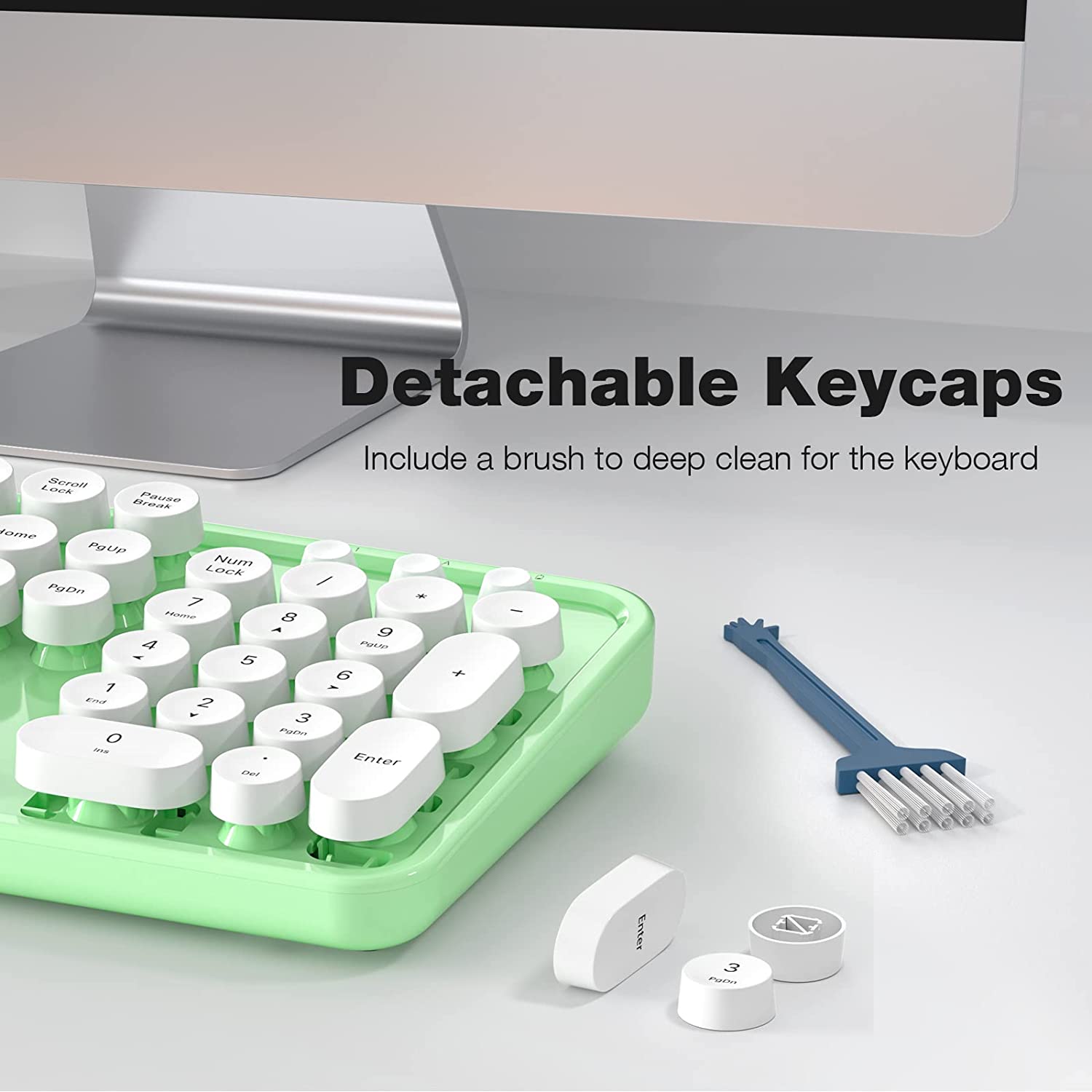 MOFII Wireless Keyboard and Mouse Combo,2.4GHz Retro Full-Size Wireless Keyboard with Number Pad and Cute Wireless Mouse for Computer PC Desktops Laptop WindowsxP/7/8/10(Milk Tea Colorful-B)