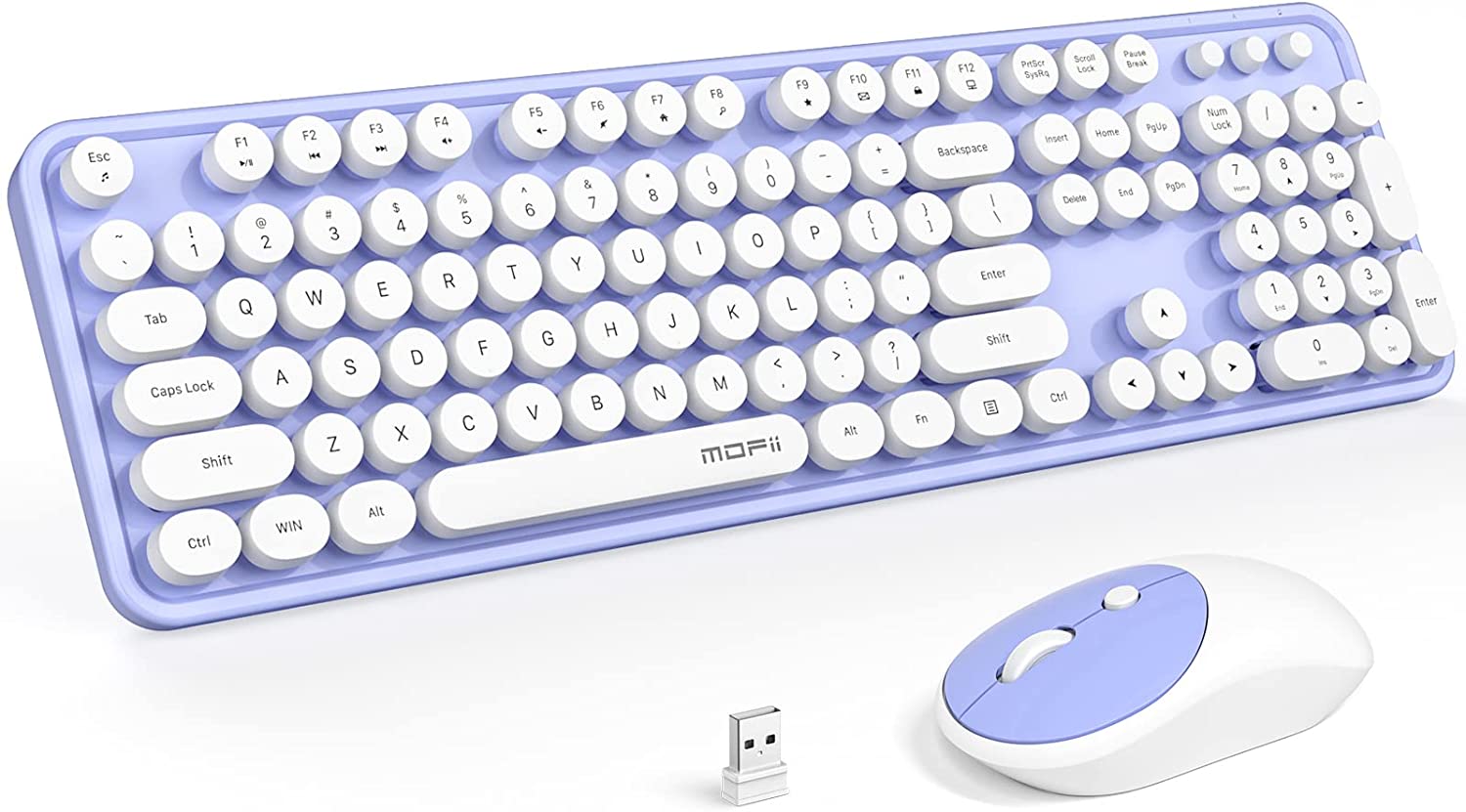 MOFII Wireless Keyboard and Mouse Combo,2.4GHz Retro Full-Size Wireless Keyboard with Number Pad and Cute Wireless Mouse for Computer PC Desktops Laptop WindowsxP/7/8/10(Milk Tea Colorful-B)