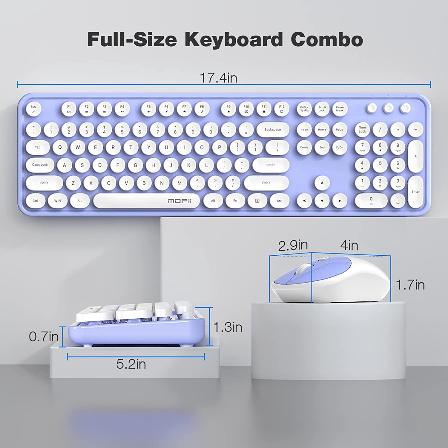 MOFII Wireless Keyboard and Mouse Combo,2.4GHz Retro Full-Size Wireless Keyboard with Number Pad and Cute Wireless Mouse for Computer PC Desktops Laptop WindowsxP/7/8/10(Milk Tea Colorful-B)