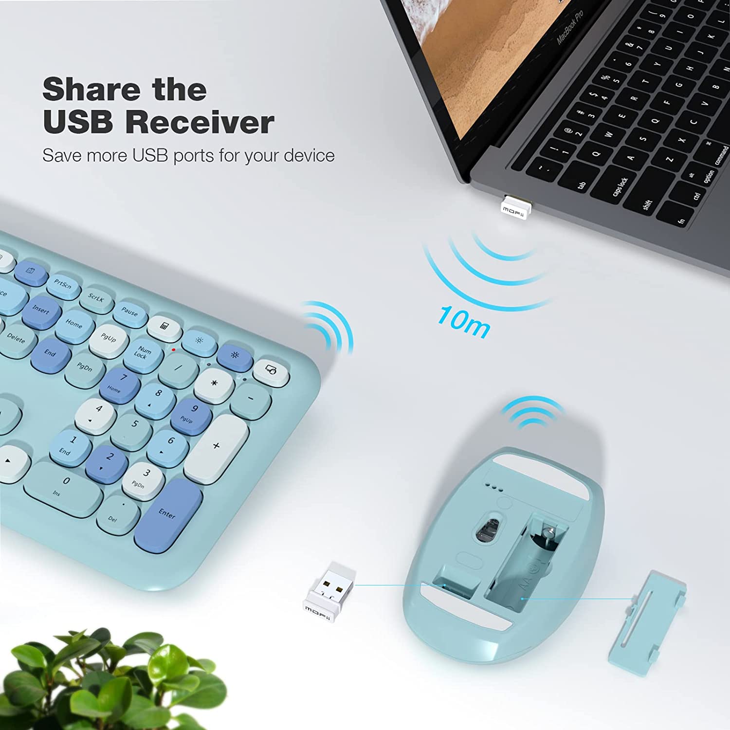 MOFII Wireless Keyboard and Mouse Combo,2.4GHz Retro Full-Size Wireless Keyboard with Number Pad and Cute Wireless Mouse for Computer PC Desktops Laptop WindowsxP/7/8/10(Milk Tea Colorful-B)