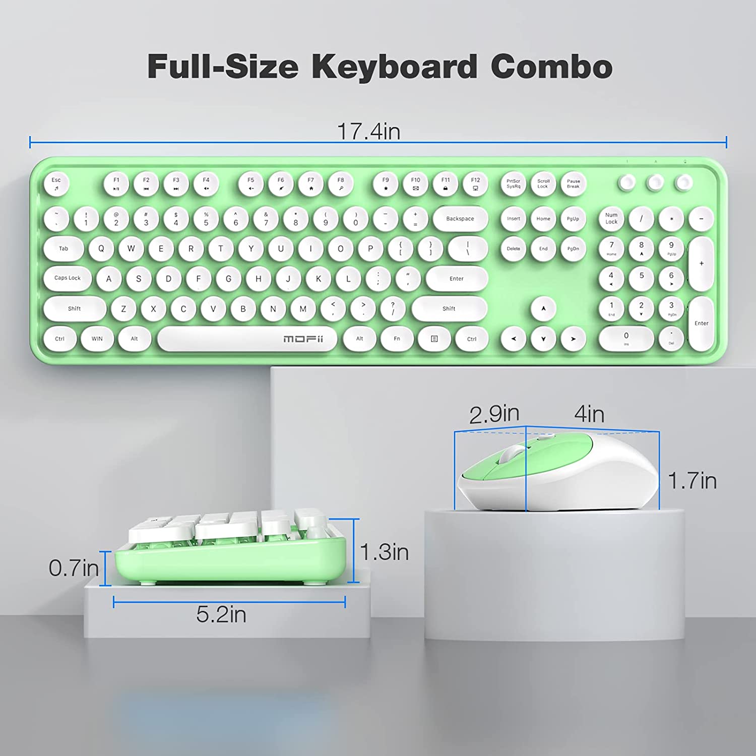 MOFII Wireless Keyboard and Mouse Combo,2.4GHz Retro Full-Size Wireless Keyboard with Number Pad and Cute Wireless Mouse for Computer PC Desktops Laptop WindowsxP/7/8/10(Milk Tea Colorful-B)