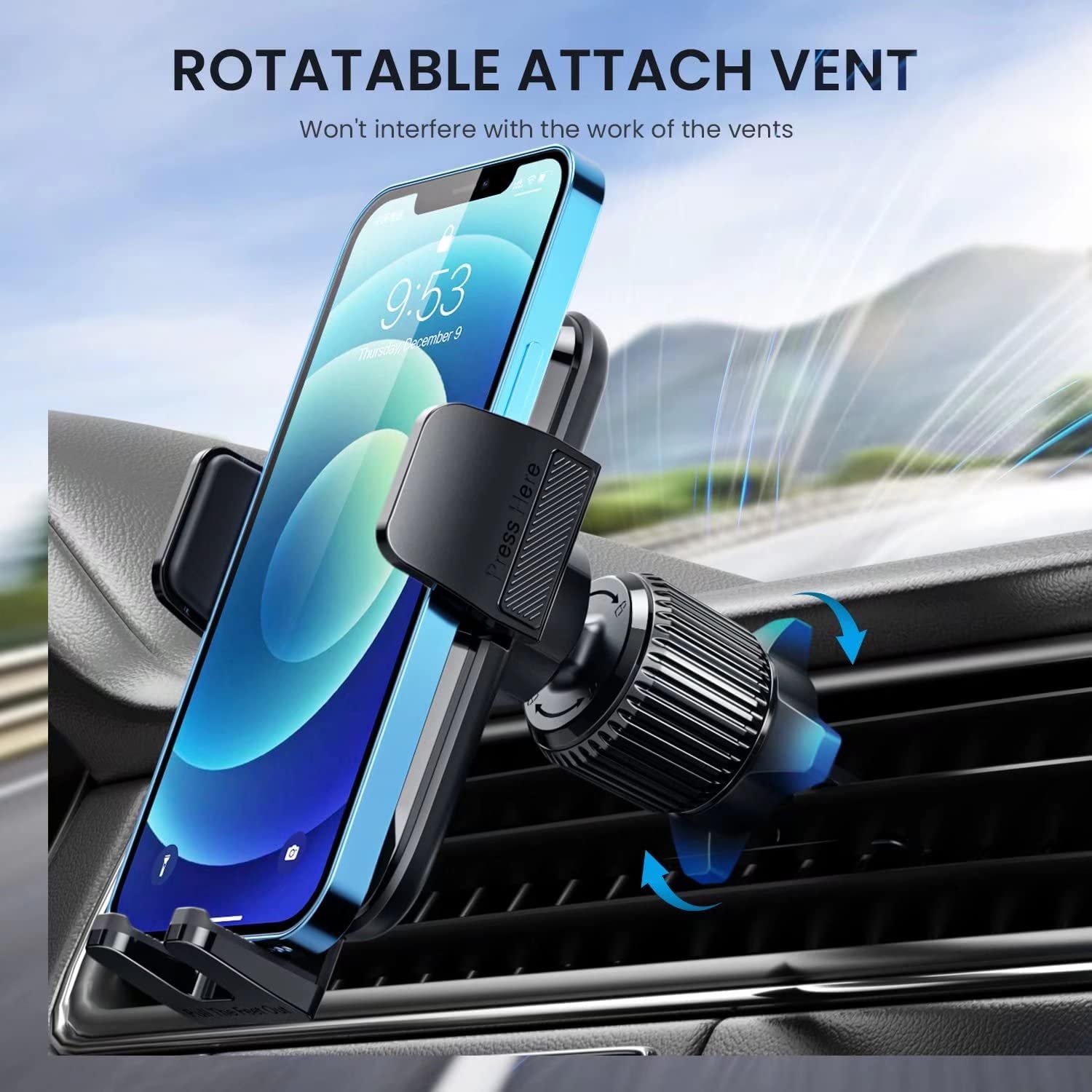 Qifutan Phone Mount for Car Vent [Upgraded Metal Clip] Cell Phone Holder Car Hands Free Cradle in Vehicle Car Phone Holder Mount Fit for Smartphone, iPhone, Cell Phone Automobile Cradles Universal