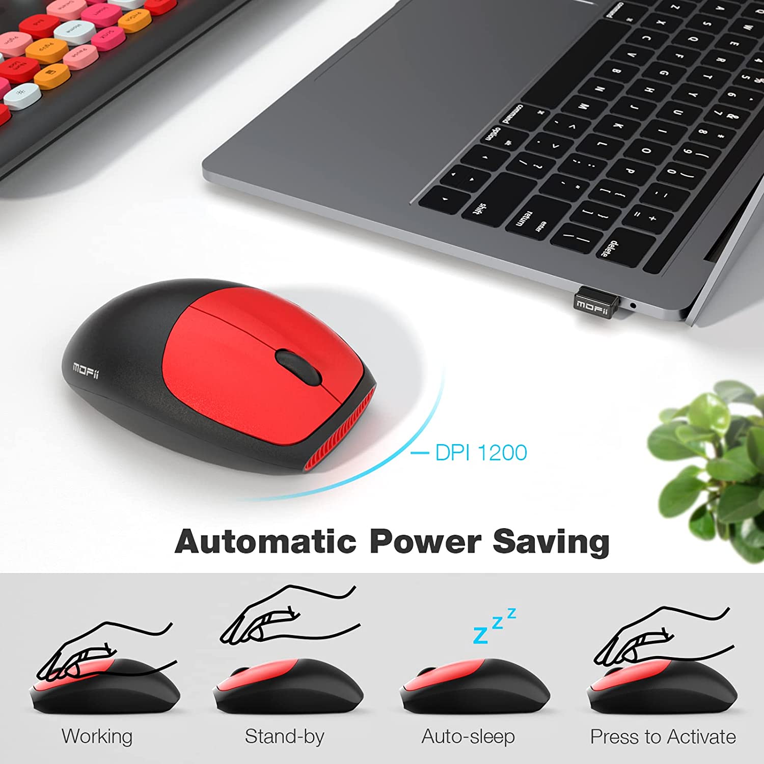 MOFII Wireless Keyboard and Mouse Combo,2.4GHz Retro Full-Size Wireless Keyboard with Number Pad and Cute Wireless Mouse for Computer PC Desktops Laptop WindowsxP/7/8/10(Milk Tea Colorful-B)