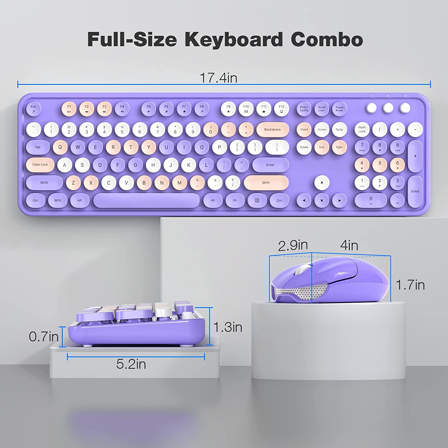 MOFII Wireless Keyboard and Mouse Combo,2.4GHz Retro Full-Size Wireless Keyboard with Number Pad and Cute Wireless Mouse for Computer PC Desktops Laptop WindowsxP/7/8/10(Milk Tea Colorful-B)