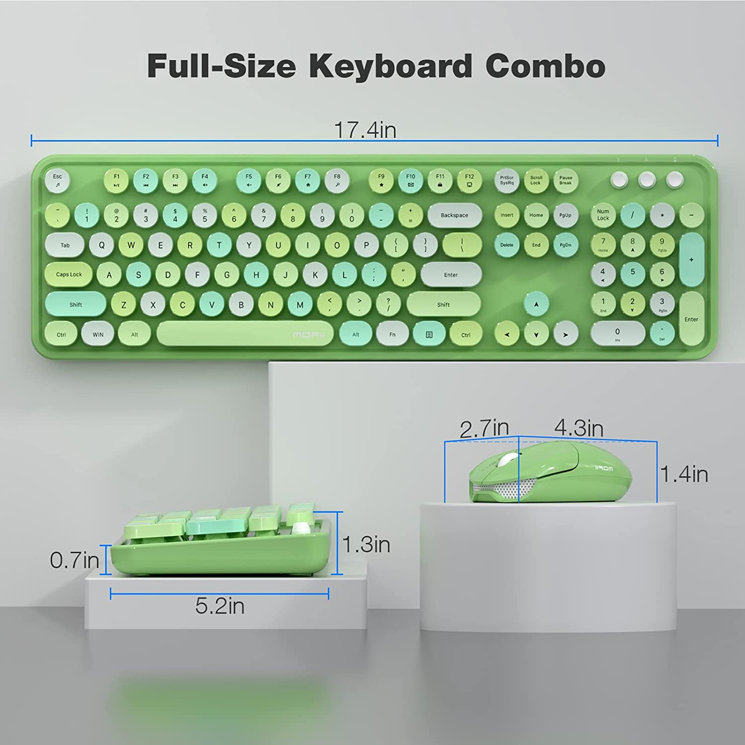 MOFII Wireless Keyboard and Mouse Combo,2.4GHz Retro Full-Size Wireless Keyboard with Number Pad and Cute Wireless Mouse for Computer PC Desktops Laptop WindowsxP/7/8/10(Milk Tea Colorful-B)