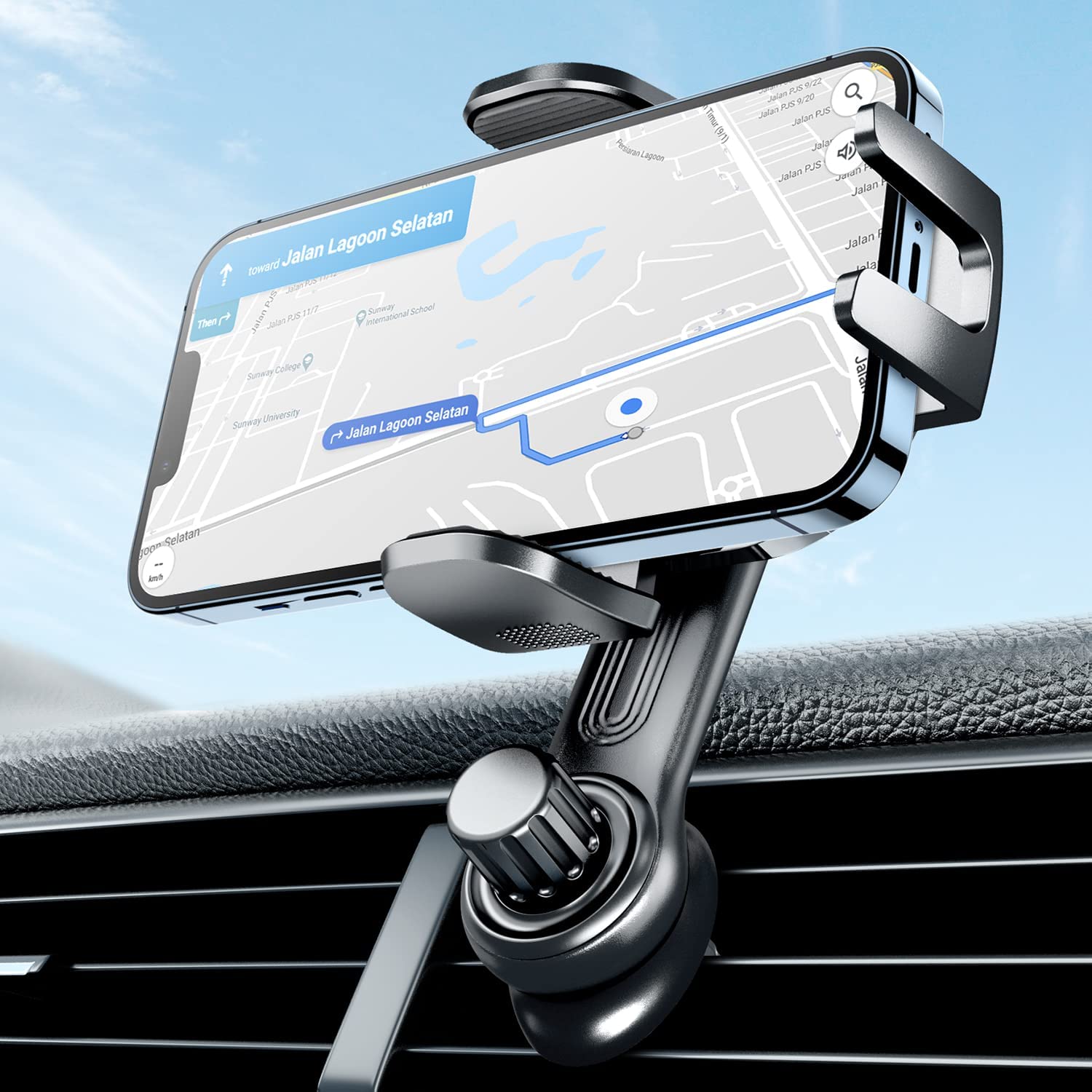 eSamcore Car Vent Phone Mount, Car Phone Holder Mount with Swing Arm Air Vent Clip Car Mount Cell Phone Holder Car for iPhone 12/ 13 Pro Max & All 4.7" - 6.9" Android Smartphone