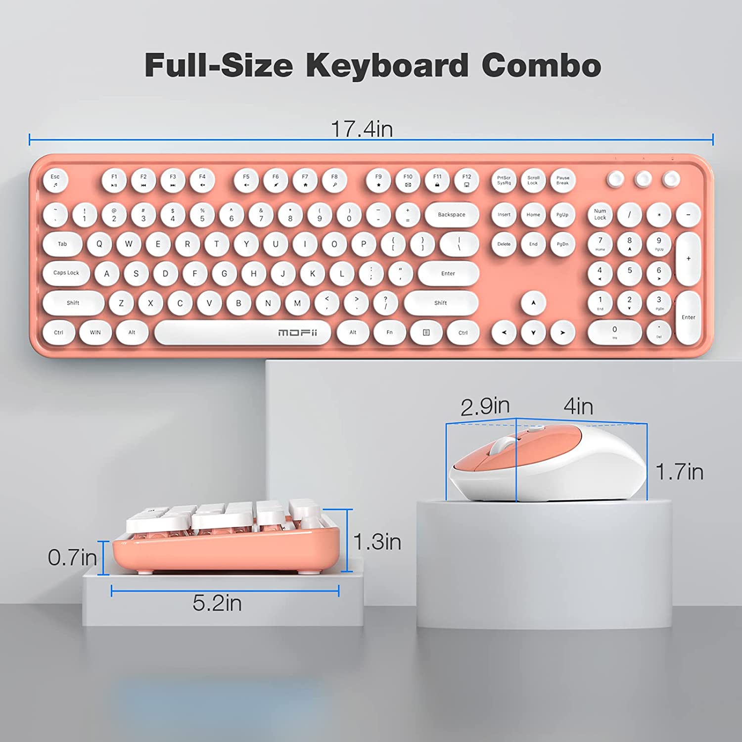 MOFII Wireless Keyboard and Mouse Combo,2.4GHz Retro Full-Size Wireless Keyboard with Number Pad and Cute Wireless Mouse for Computer PC Desktops Laptop WindowsxP/7/8/10(Milk Tea Colorful-B)