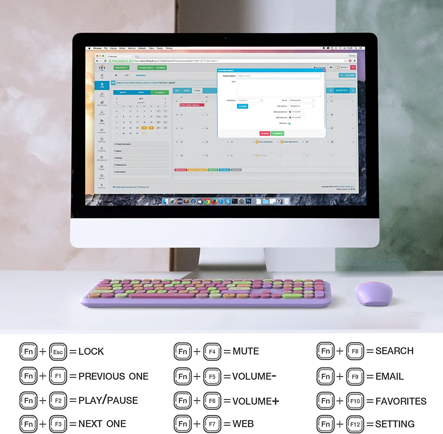 MOFII Wireless Keyboard and Mouse Combo,2.4GHz Retro Full-Size Wireless Keyboard with Number Pad and Cute Wireless Mouse for Computer PC Desktops Laptop WindowsxP/7/8/10(Milk Tea Colorful-B)