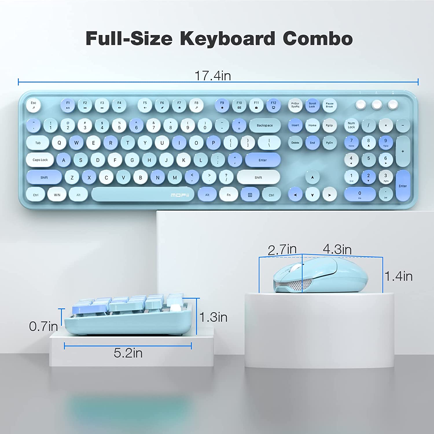 MOFII Wireless Keyboard and Mouse Combo,2.4GHz Retro Full-Size Wireless Keyboard with Number Pad and Cute Wireless Mouse for Computer PC Desktops Laptop WindowsxP/7/8/10(Milk Tea Colorful-B)