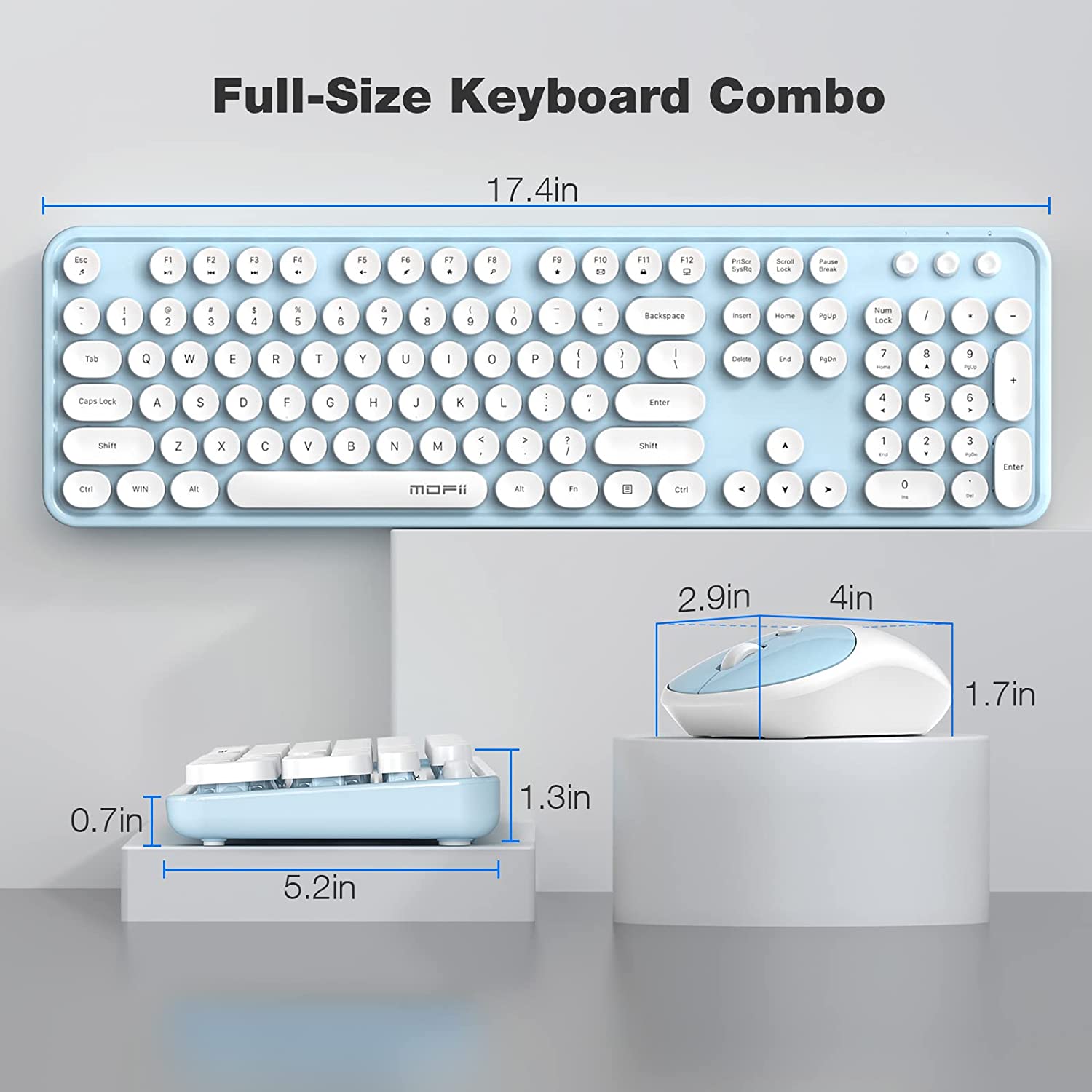 MOFII Wireless Keyboard and Mouse Combo,2.4GHz Retro Full-Size Wireless Keyboard with Number Pad and Cute Wireless Mouse for Computer PC Desktops Laptop WindowsxP/7/8/10(Milk Tea Colorful-B)
