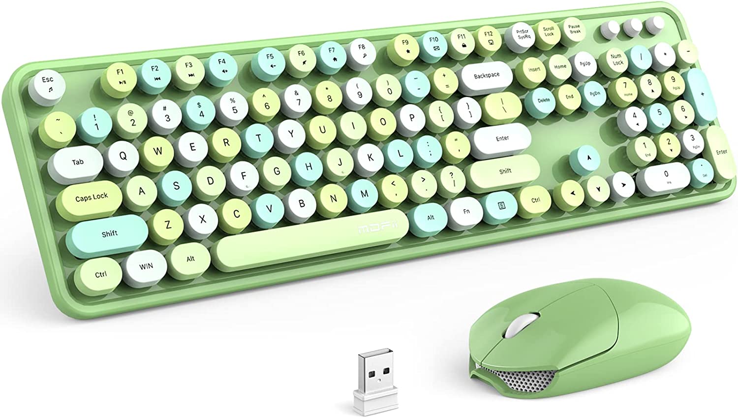 MOFII Wireless Keyboard and Mouse Combo,2.4GHz Retro Full-Size Wireless Keyboard with Number Pad and Cute Wireless Mouse for Computer PC Desktops Laptop WindowsxP/7/8/10(Milk Tea Colorful-B)