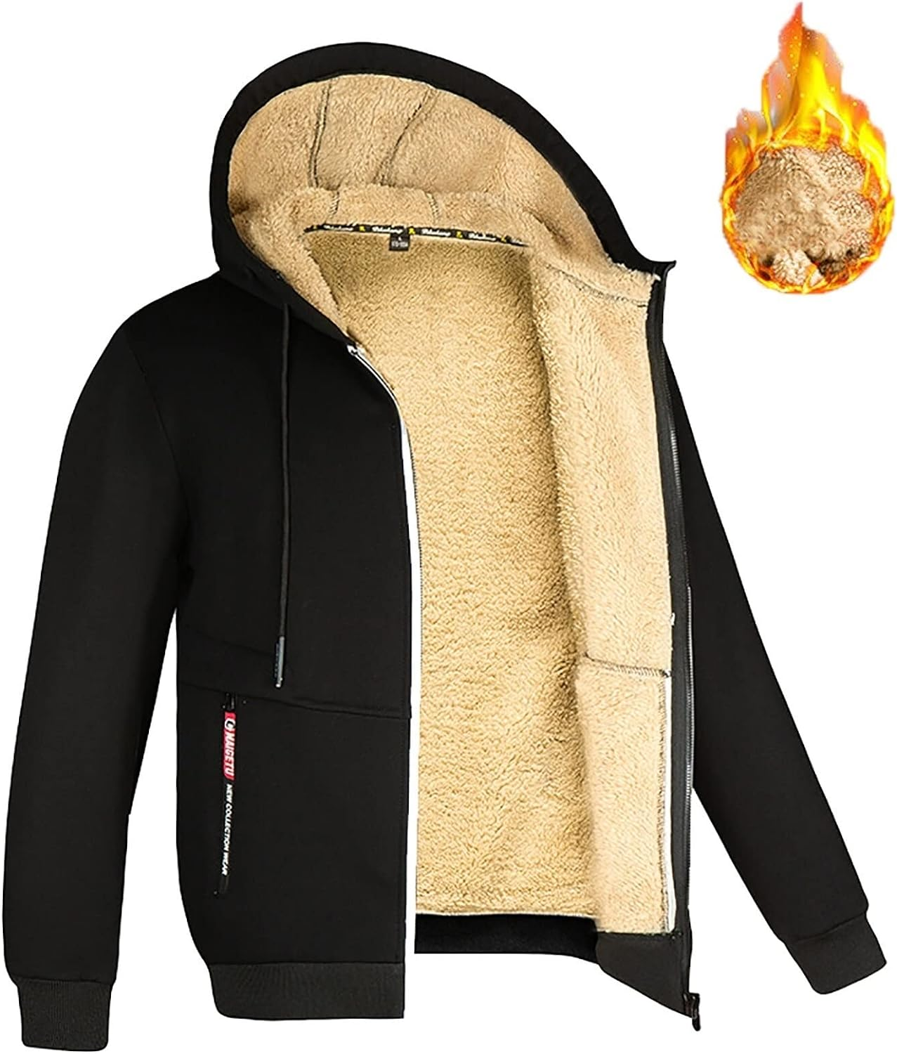 🔥70% off last day🔥Men's Oversized Hooded Fleece Jacket Thick Warm Fur Hooded Jacket