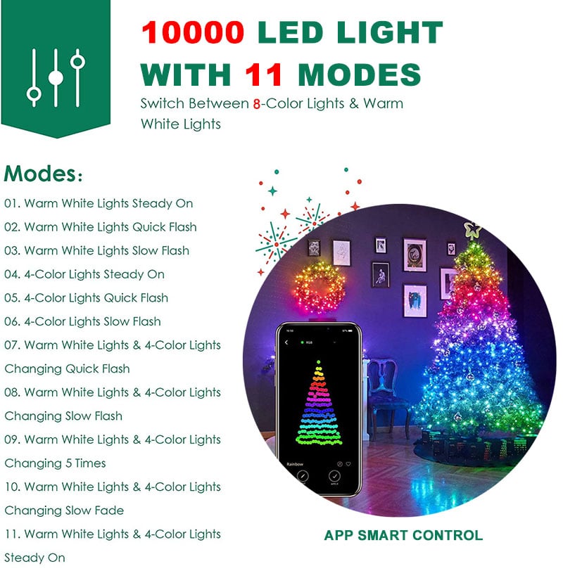 Magical Christmas Tree Colored Lights with Remote Control🎄1 units = 50% discount + Free shipping