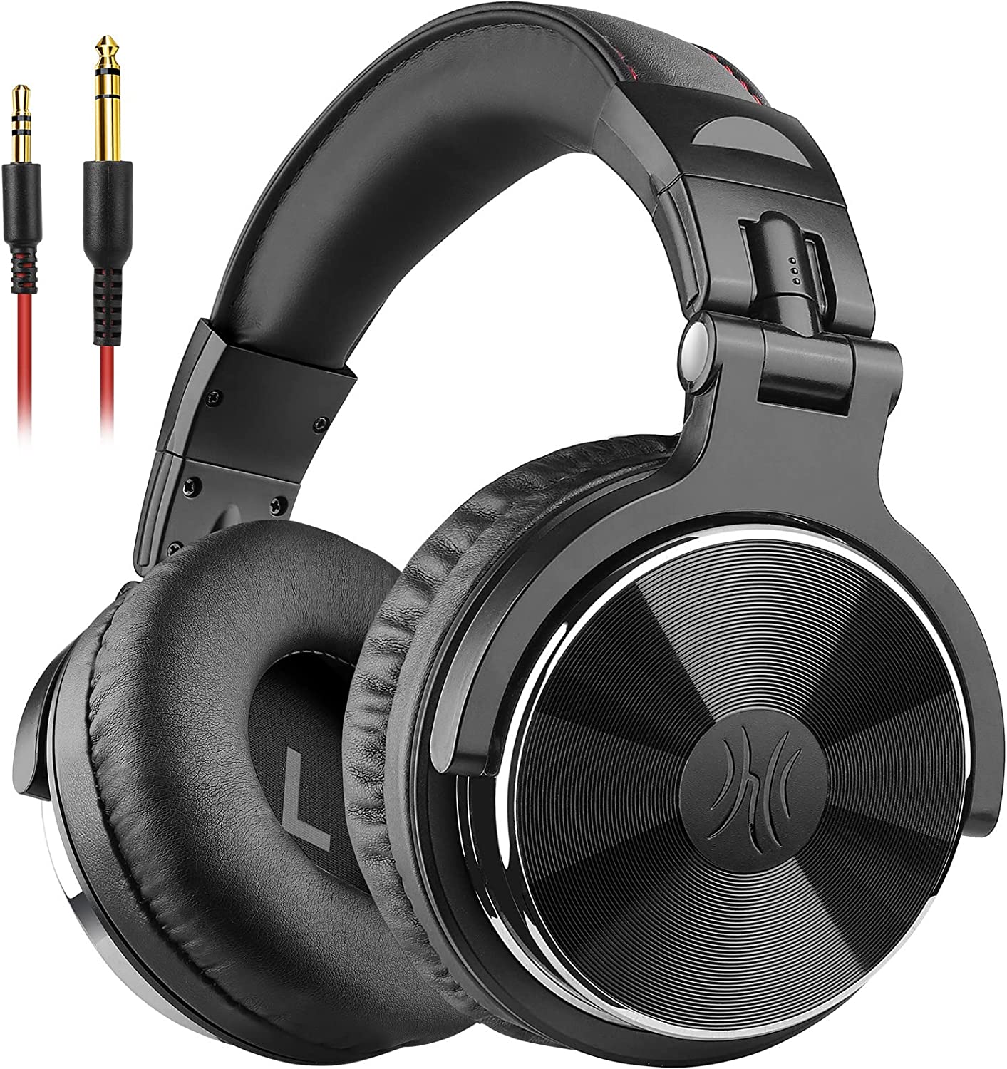 OneOdio Wired Over Ear Headphones Hi-Res Studio Monitor & Mixing DJ Stereo Headsets with 50mm Neodymium Drivers and 1/4 to 3.5mm Audio Jack for AMP Computer Recording Phone Piano Guitar Laptop - Black