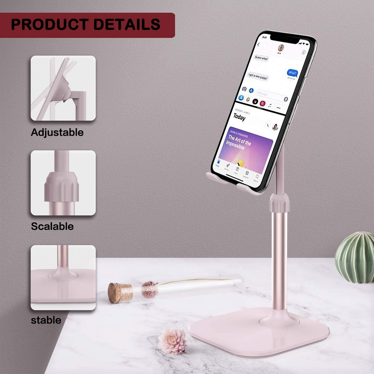 Cell Phone Stand,Doboli Phone Stand for Desk,Phone Holder Stand Compatible with iPhone and All Mobile Phones Tablet Pink