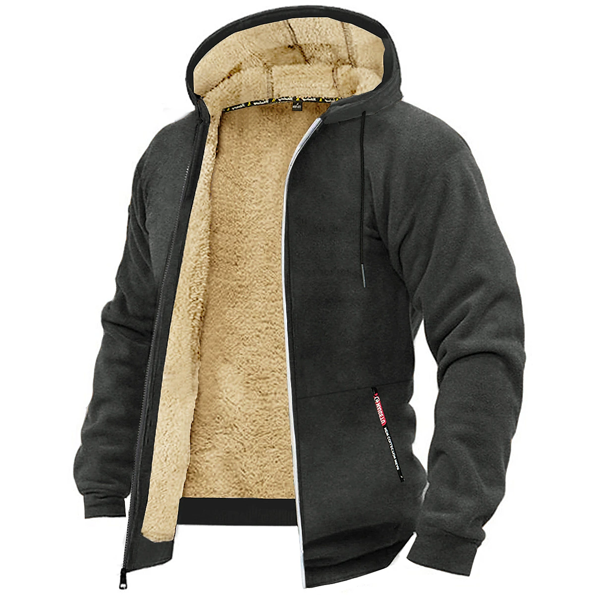 🔥70% off last day🔥Men's Oversized Hooded Fleece Jacket Thick Warm Fur Hooded Jacket